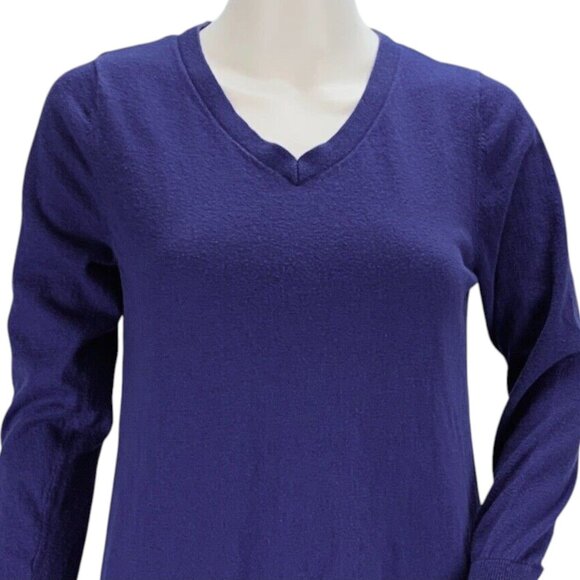 LOGO by Lori Goldstein Sweater Cotton Cashmere Floral Chiffon Hem A261080 Size S - Picture 4 of 13